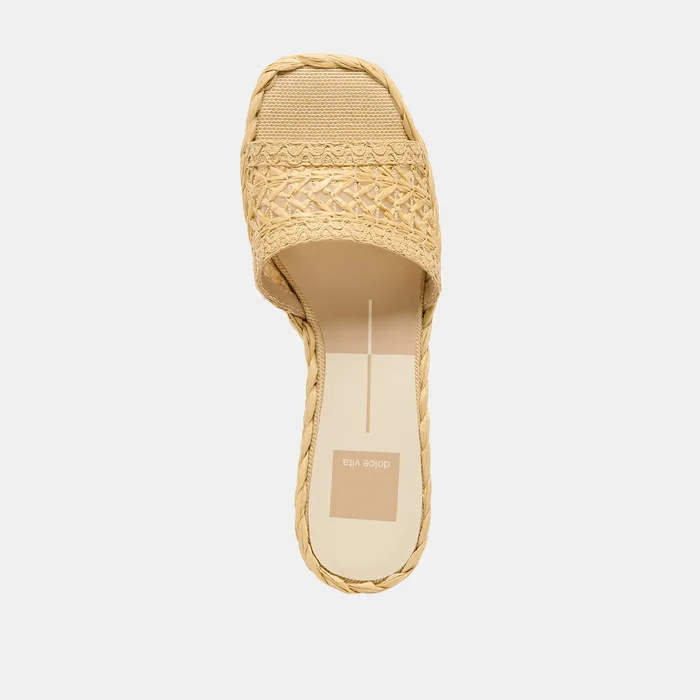 Dixi Wide Lt Natural Cross Hatch Raffia Sandals — view 9
