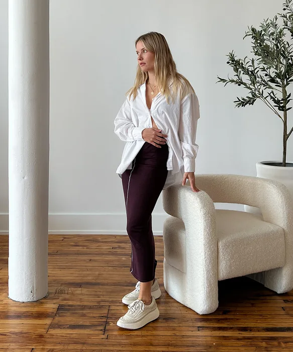 DOLEN Sandstone Knit Platfrom Lace=Up Sneakers — view 4
