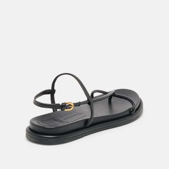 Dom Black Leather Sandals — view 4