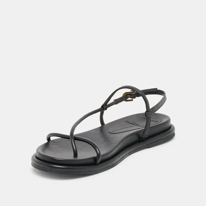 Dom Black Leather Sandals — view 5