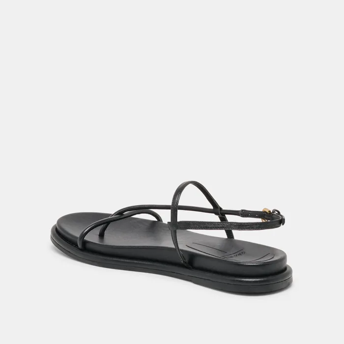 Dom Black Leather Sandals — view 6