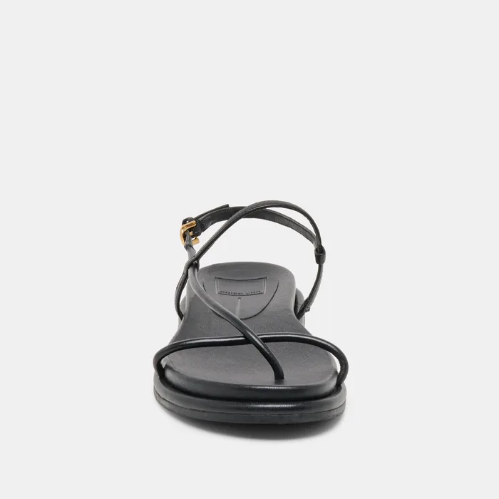 Dom Black Leather Sandals — view 7