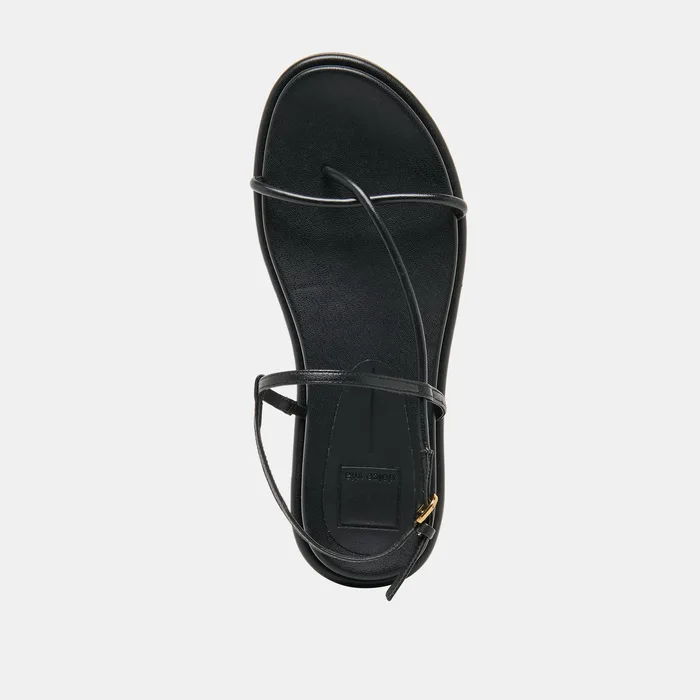 Dom Black Leather Sandals — view 9