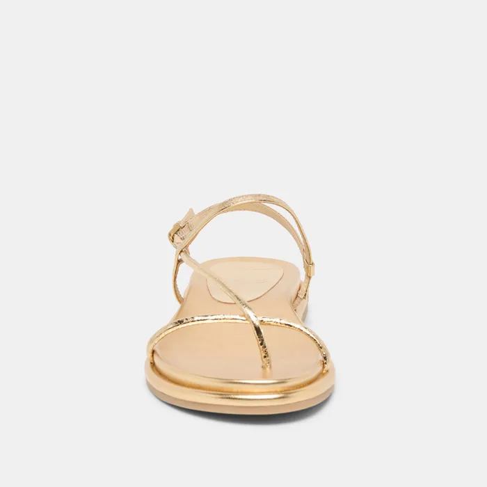 Dom Gold Distressed Leather Sandals — view 8