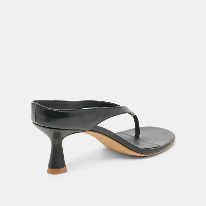 Doreen Black Leather Heels — view 6