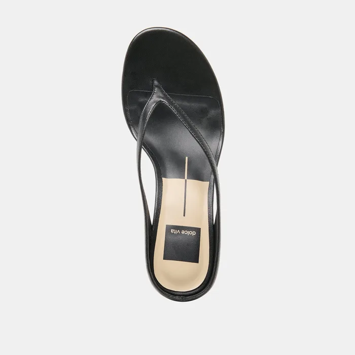 Doreen Black Leather Heels — view 11