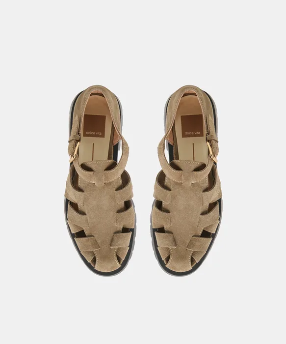 ELSAH Olive Suede Fisherman Closed-Toe Flats — view 4