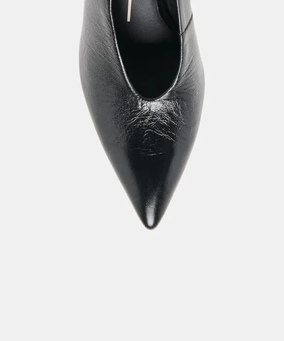 EMANI Black Leather Stiletto Closed-Toe Heels — view 4
