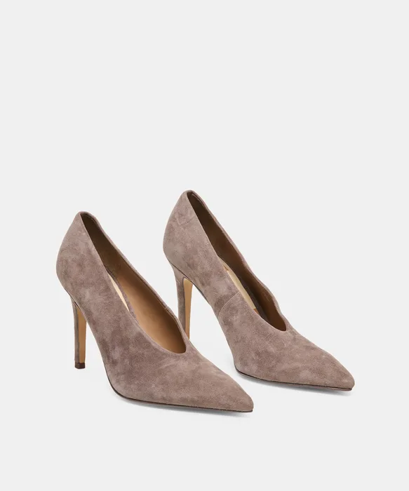 EMANI Dove Suede Stiletto Closed-Toe Heels — view 3