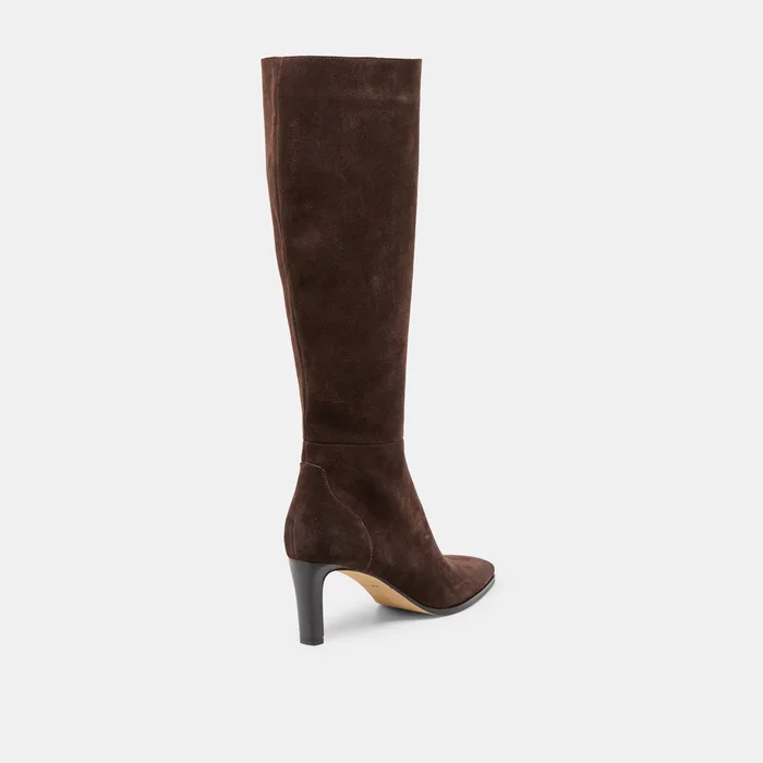 Emmi Narrow Calf Dk Brown Suede Boots — view 4