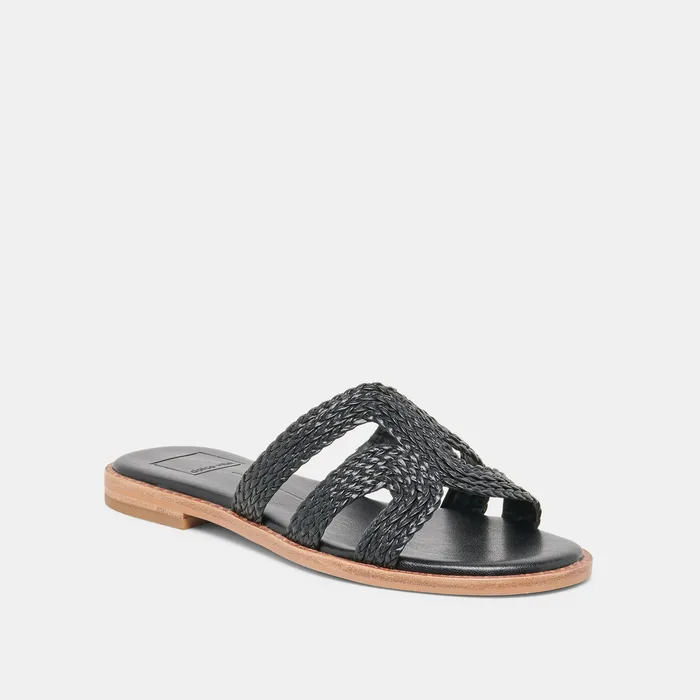 EMON Black Stella Slide Open-Toe Sandals — view 3
