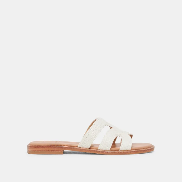 EMON WIDE SANDALS WHITE RAFFIA — view 2