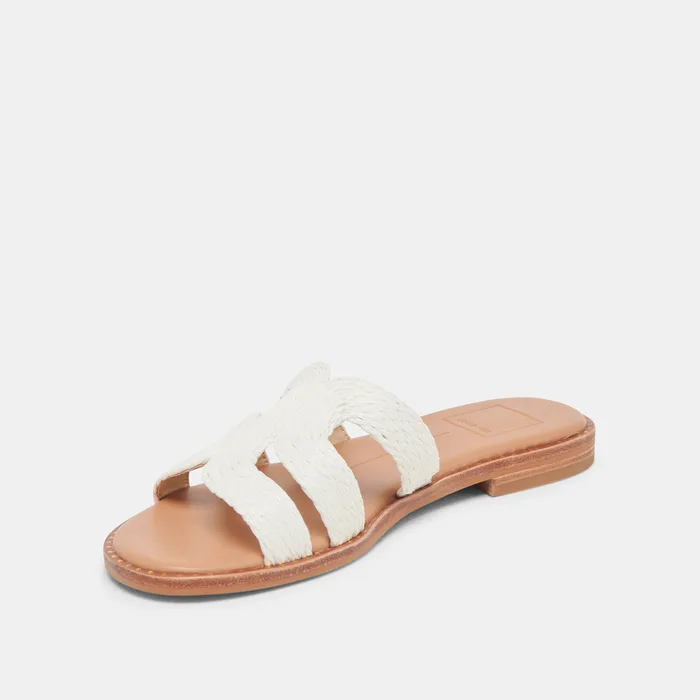 EMON WIDE SANDALS WHITE RAFFIA — view 5