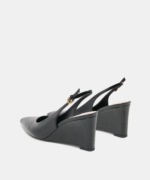 EVELAN WEDGES BLACK LEATHER