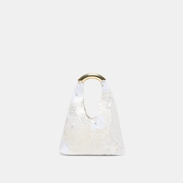 EVELISE White Pearl Satin Mini Handbag — view 5