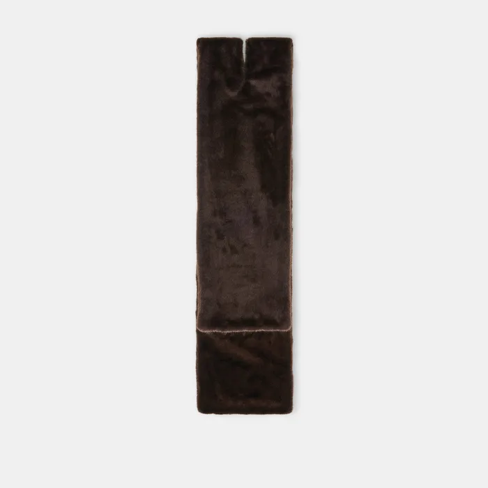 FAUX FUR SCARF DARK BROWN