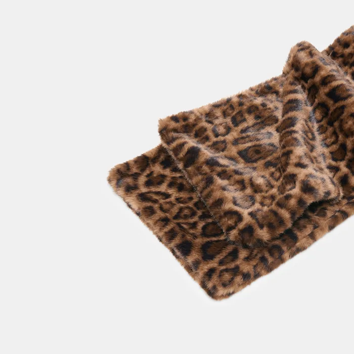 Faux Fur Leopard Oblong Pull-Through Scarf — view 3