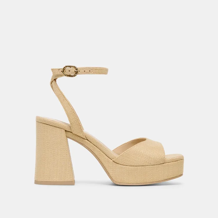 Felica Natural Raffia Heels — view 2
