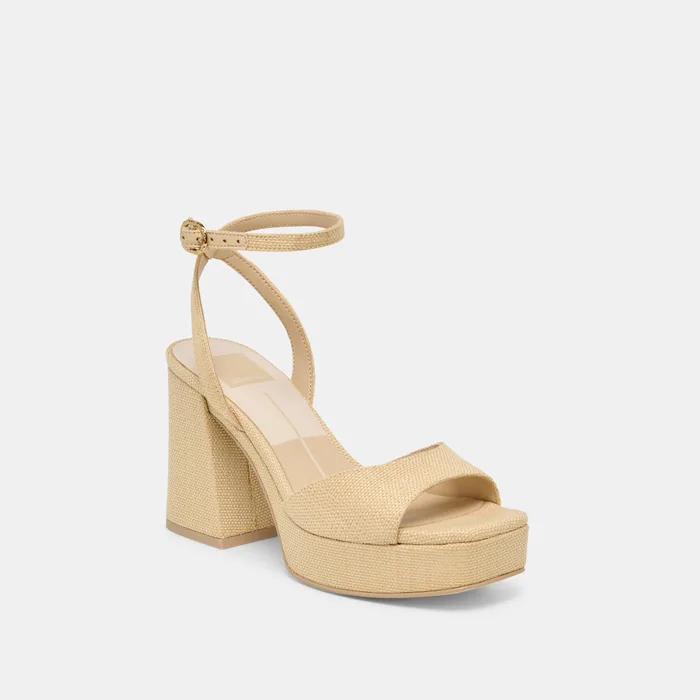 Felica Natural Raffia Heels — view 3