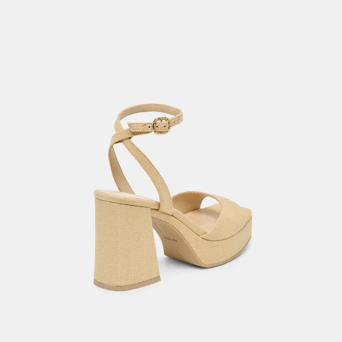 Felica Natural Raffia Heels — view 4