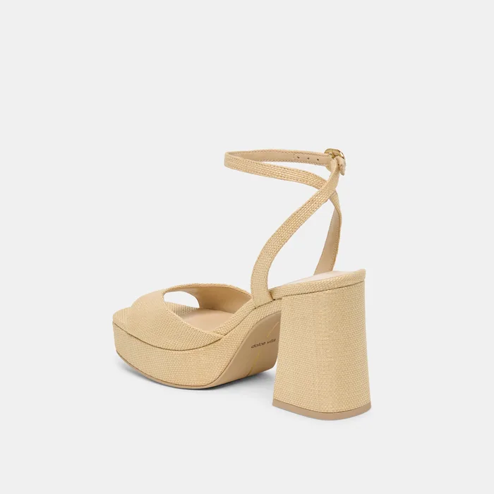 Felica Natural Raffia Heels — view 6