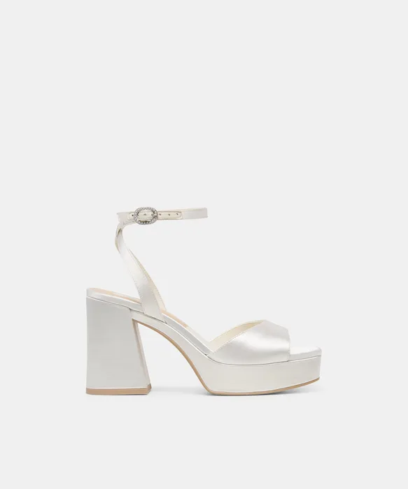 Felica White Satin Heels — view 2