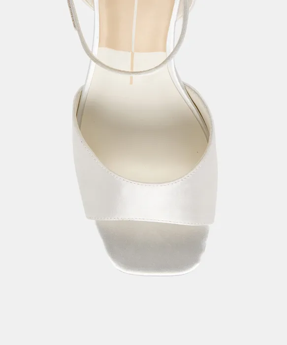 Felica White Satin Heels — view 4