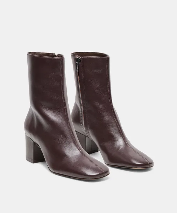 FEYA Black Cherry Leather Block-Heeled Ankle Booties — view 3