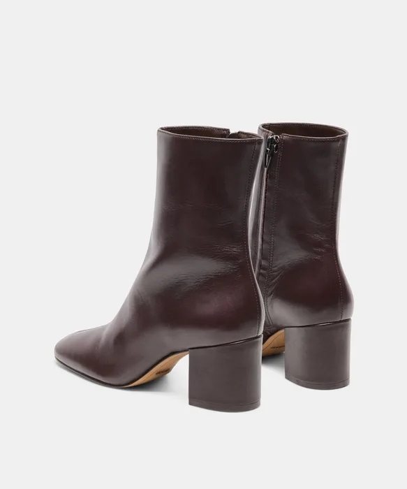 FEYA Black Cherry Leather Block-Heeled Ankle Booties — view 5