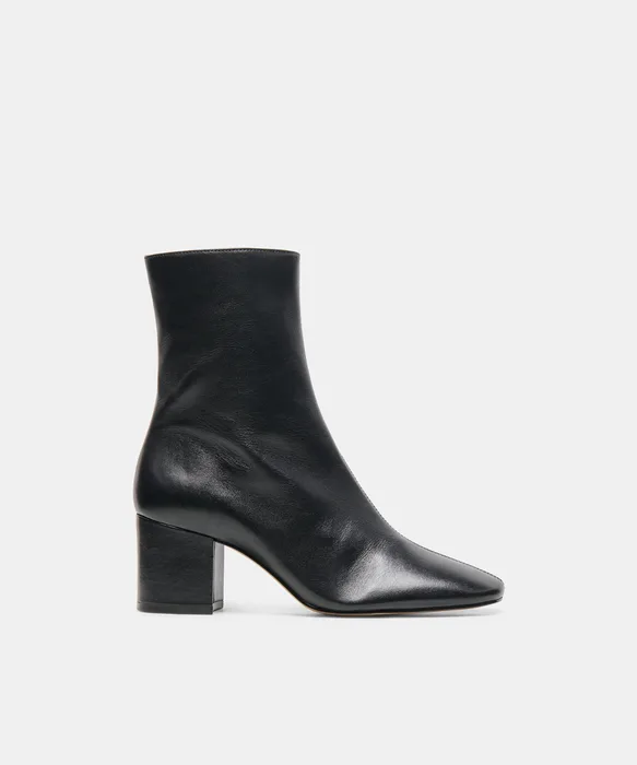 FEYA Black Leather Block-Heeled Ankle Booties — view 2
