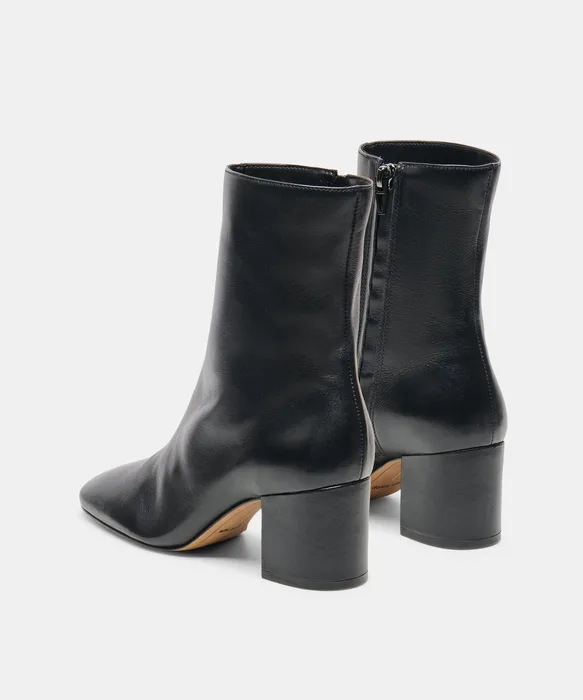 FEYA Black Leather Block-Heeled Ankle Booties — view 5