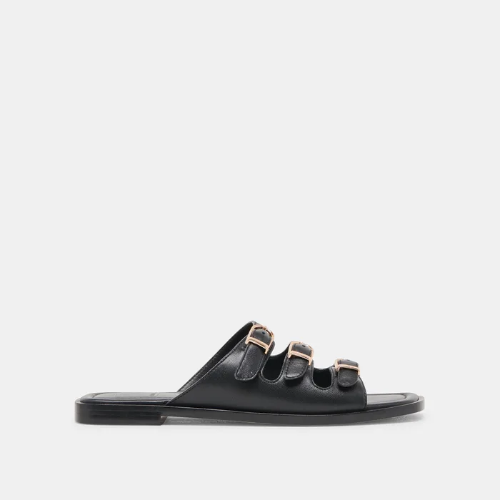 Fin Black Leather Sandals — view 2