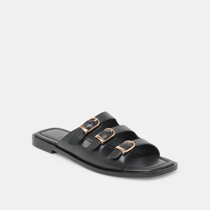 Fin Black Leather Sandals — view 3