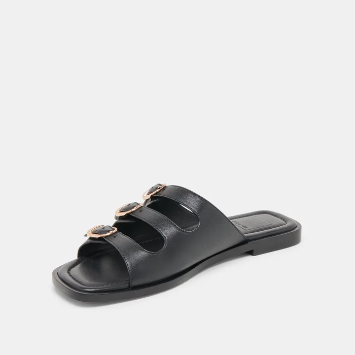 Fin Black Leather Sandals — view 5