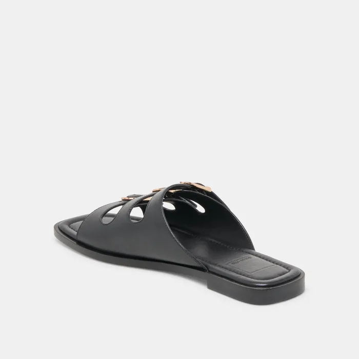 Fin Black Leather Sandals — view 6