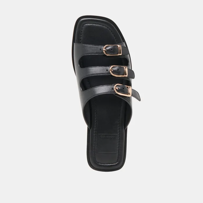 Fin Black Leather Sandals — view 9