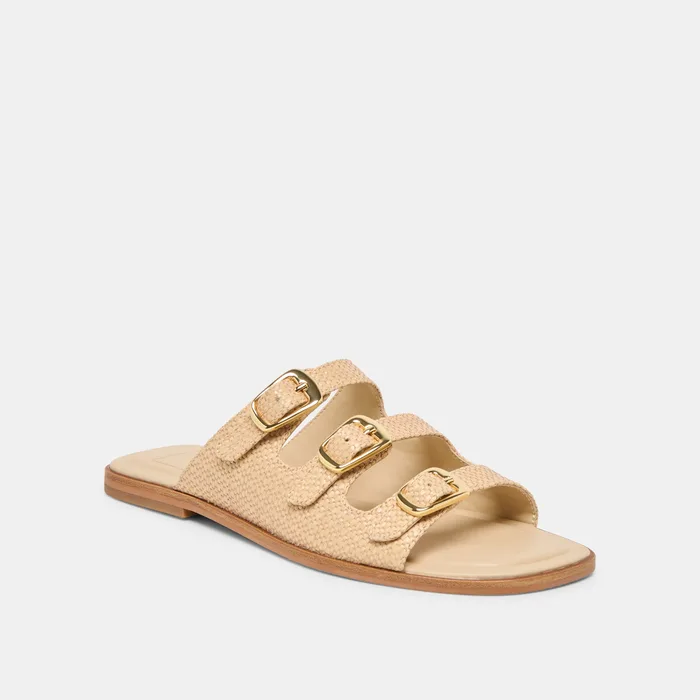 FIN Sand Raffia Open-Toe Slide Sandals — view 3