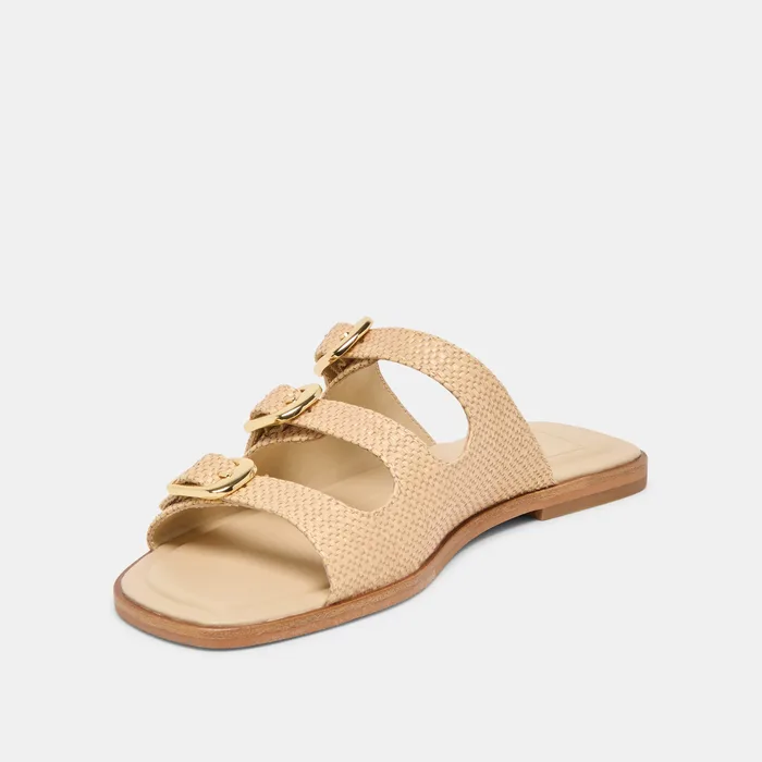 FIN Sand Raffia Open-Toe Slide Sandals — view 5