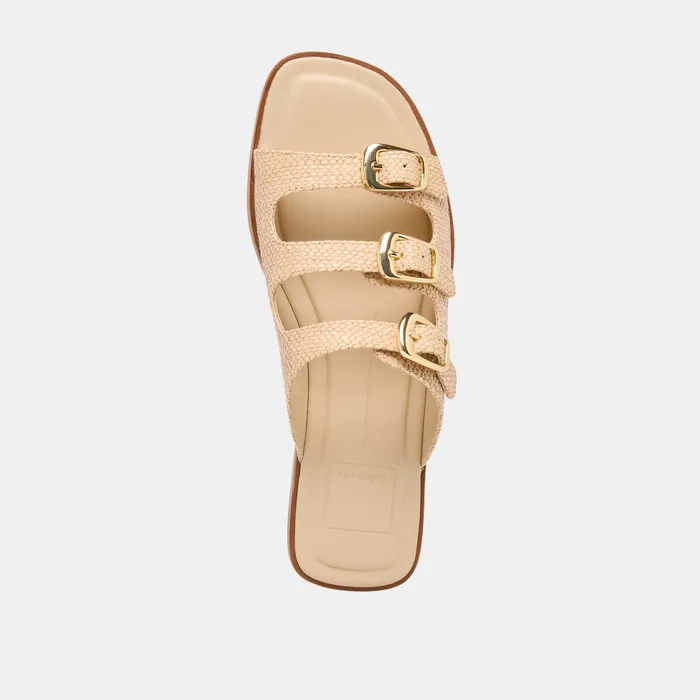 FIN Sand Raffia Open-Toe Slide Sandals — view 9