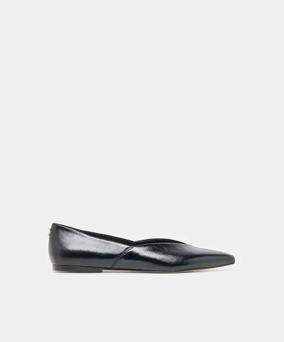 Gema Black Leather Flats — view 2