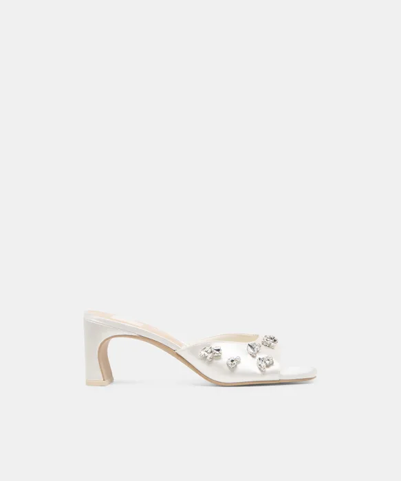 GENENE RHINESTONE White Satin Bridal Heels — view 2