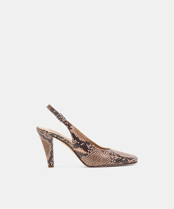 GESSIA Bark Embossed Leather Closed-Toe Slingback Heels — view 2