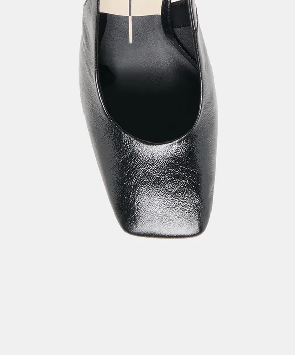 GESSIA Midnight Leather Closed-Toe Slingback Heels — view 4