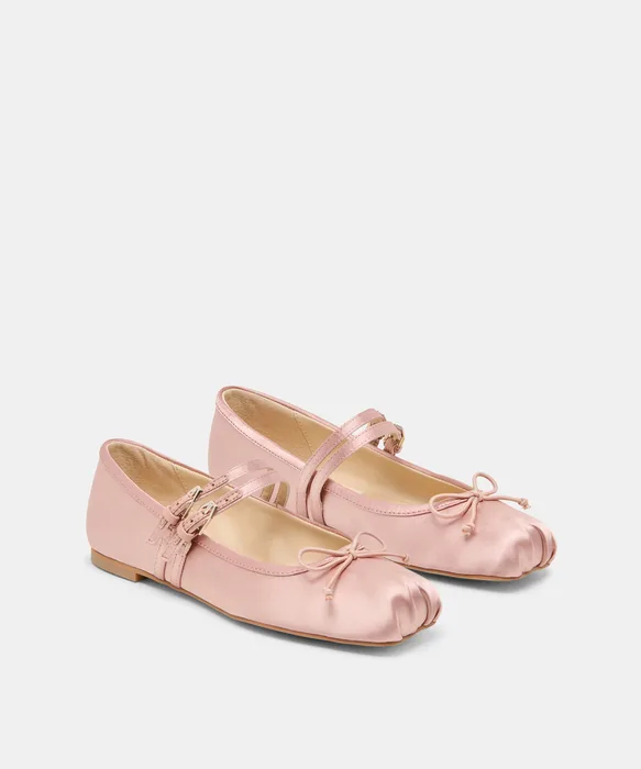 Gibsen Blush Satin Ballet Flats — view 3