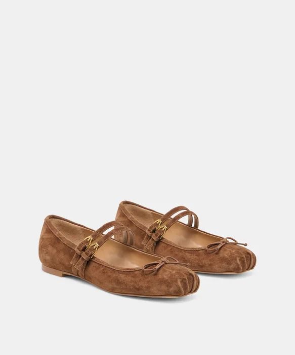 GIBSEN Cocoa Suede Mary-Jane Ballet Flats — view 3