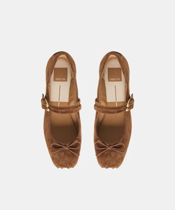 GIBSEN Cocoa Suede Mary-Jane Ballet Flats — view 4