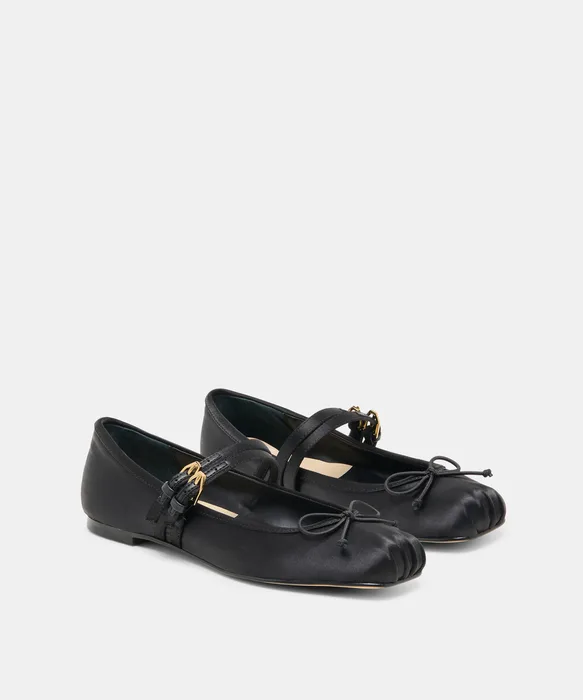 Gibsen Onyx Satin Ballet Flats — view 3