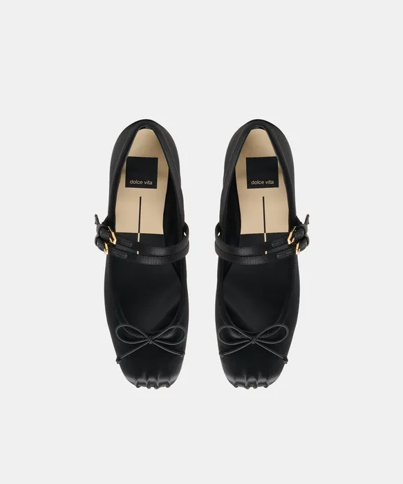 Gibsen Onyx Satin Ballet Flats — view 4