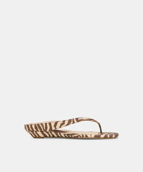 GIZEL Beige Zebra Raffia Thong Square-Toe Sandals — view 2