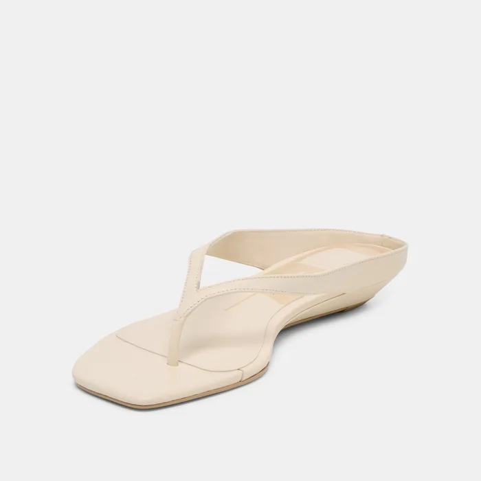 GIZEL Bone Leather Thong Square-Toe Sandals — view 7